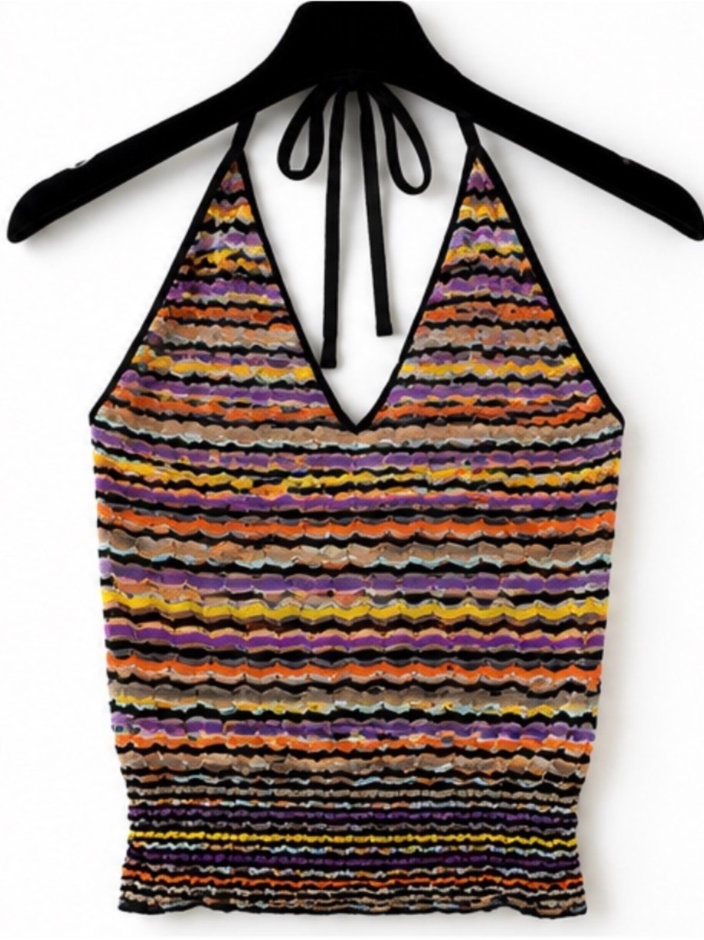 Missoni Multicolor Knit Halter Cowl Neck Top | Made in Italy